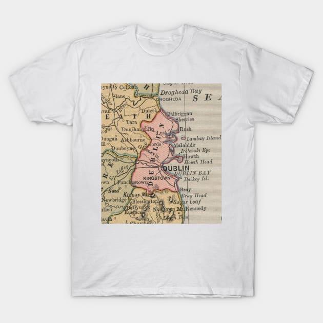 Vintage Map of Dublin Ireland (1883) T-Shirt by Bravuramedia